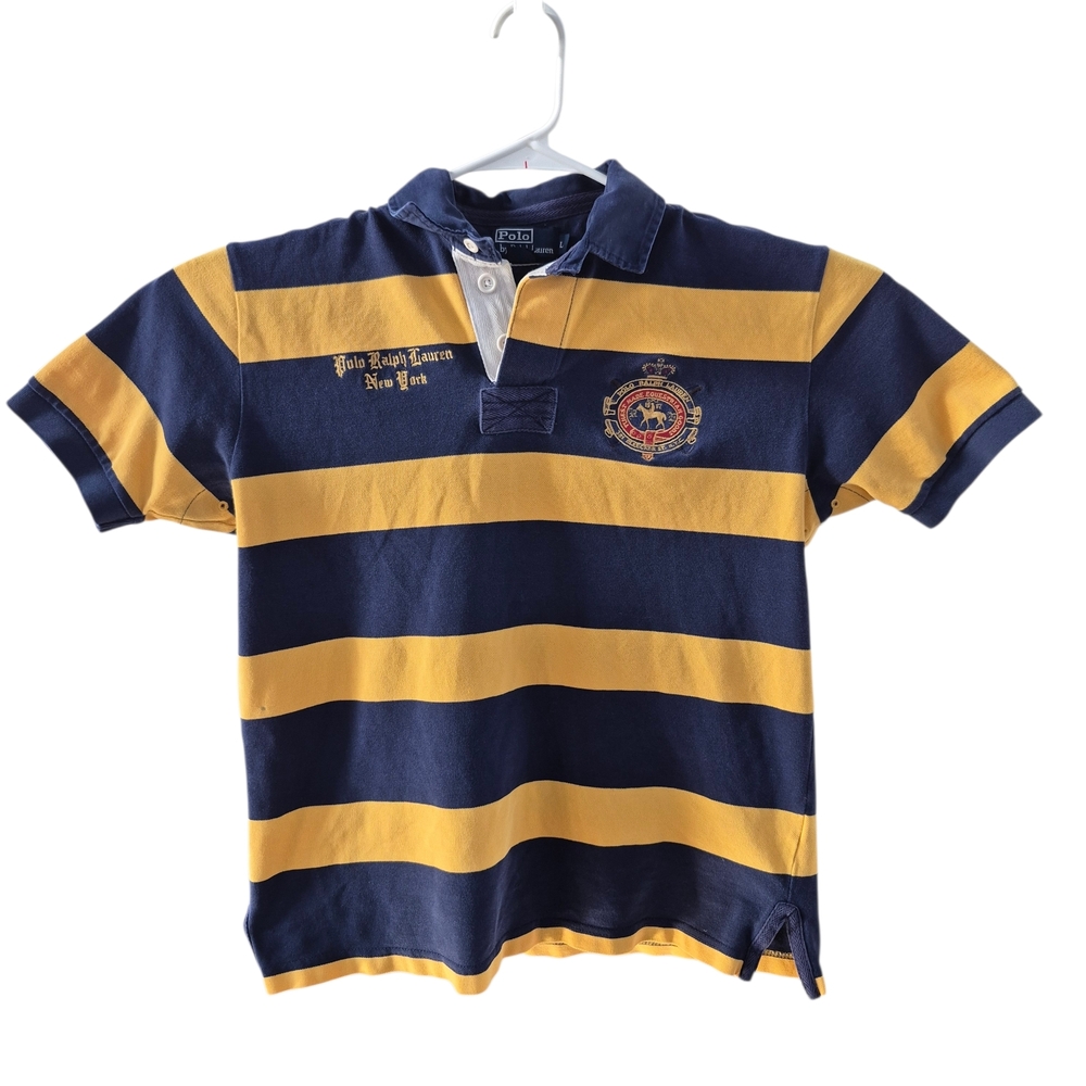 Men's Polo by Ralph Lauren Rugby Style Stripe Polo Size Large, Big Logo